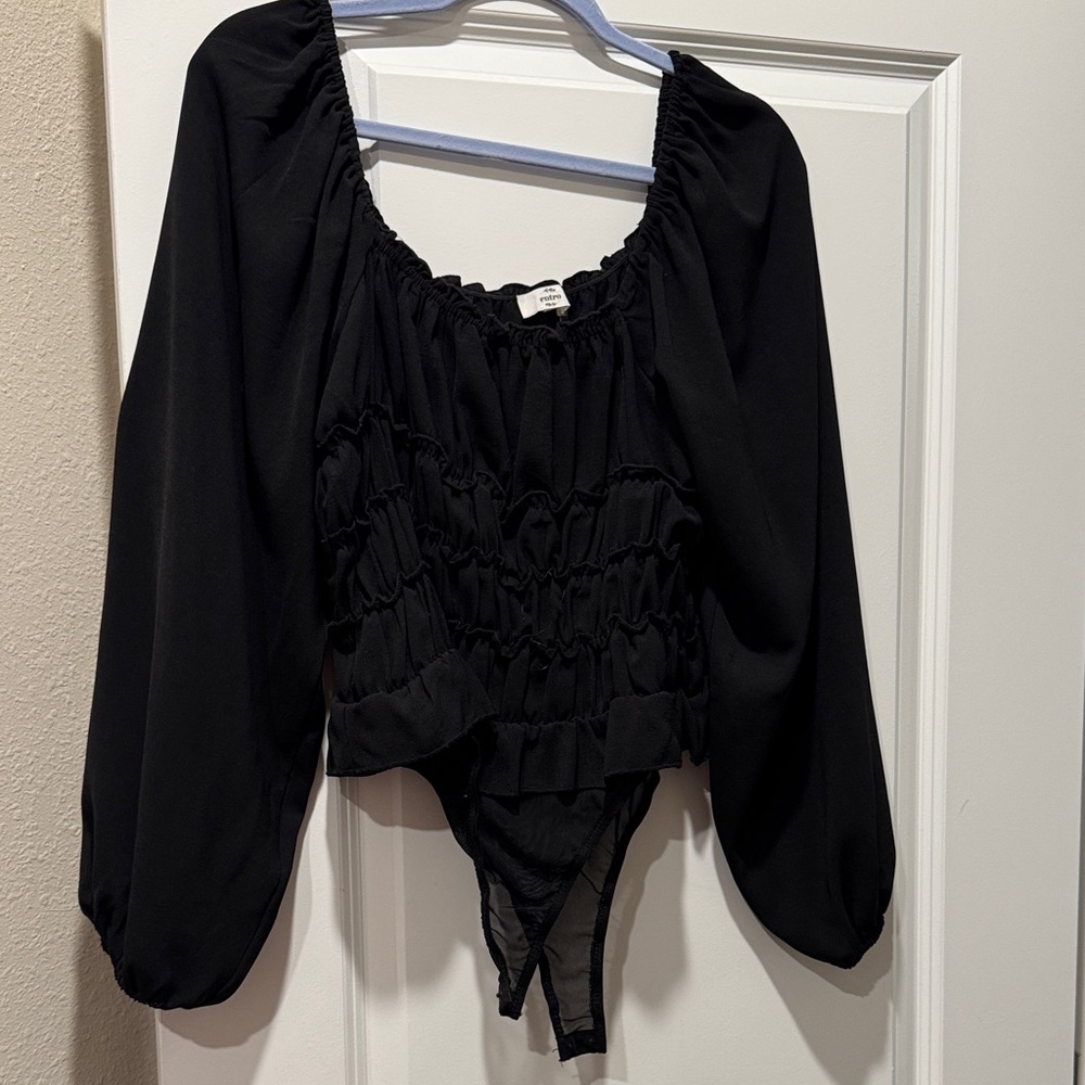 Entro Black Ruffled Bodysuit
